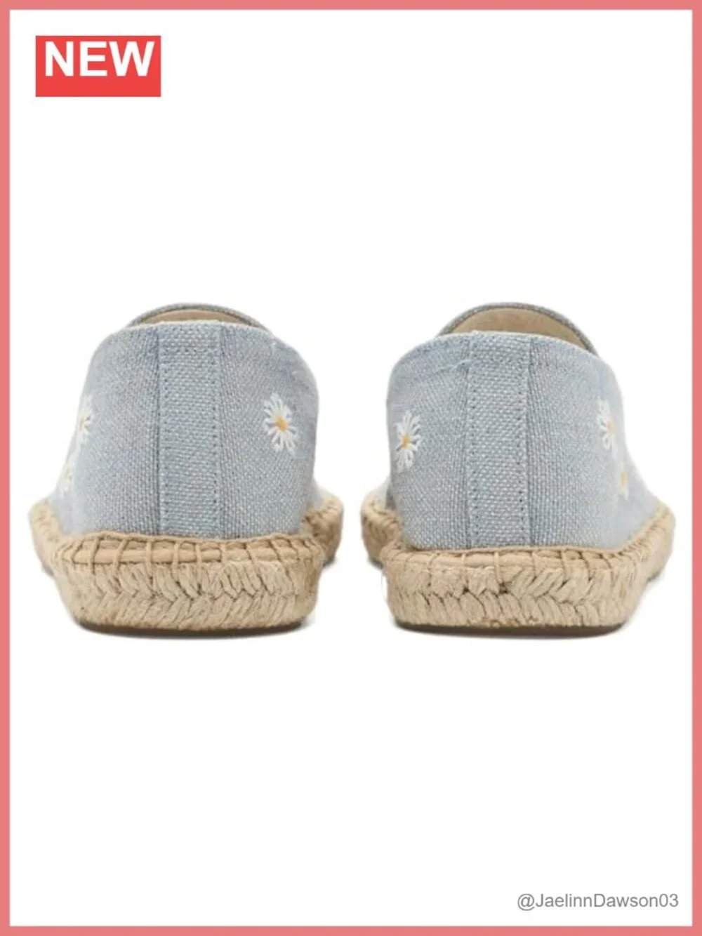 Cotton Floral Espadrille Flats - Lightweight Jute Sole, Pull-On